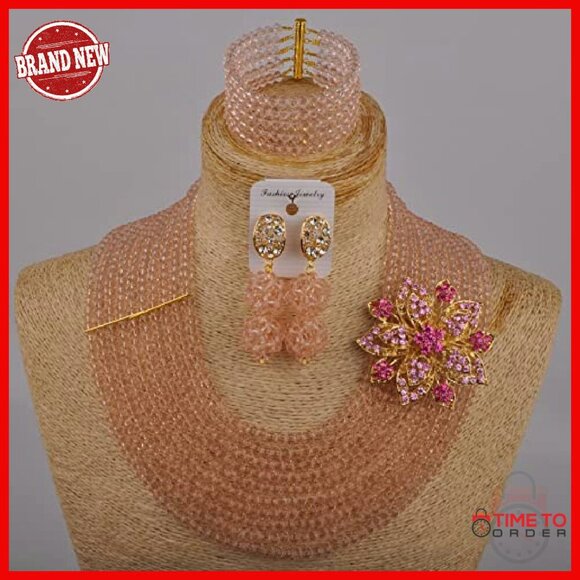 10-Row Crystal Bridal Jewelry Set with Necklace Earrings Bracelet - Picture 4 of 4